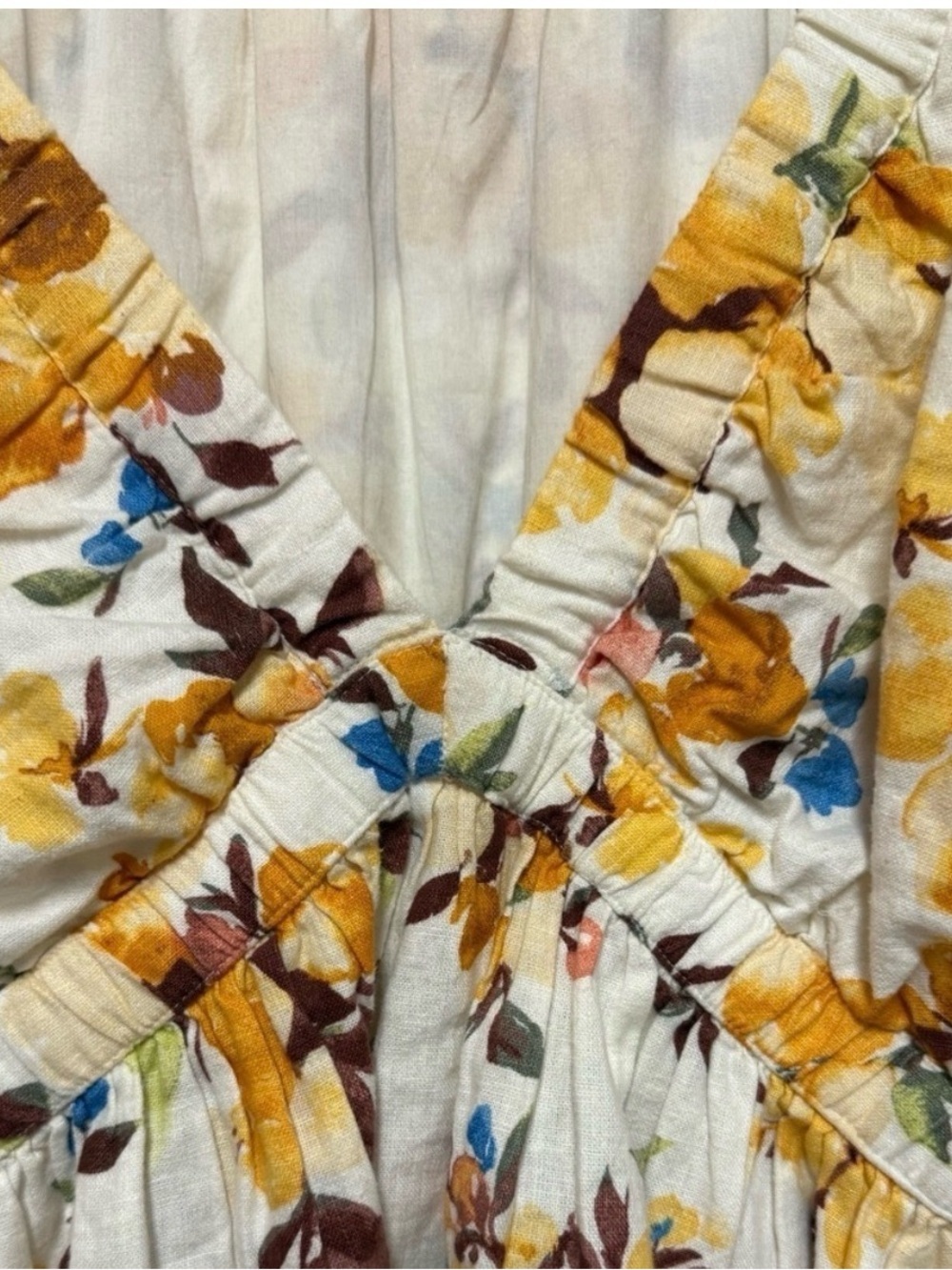 Abercrombie Floral Linen Top Small Cottagecore Romantic Feminine Peplum Small - Picture 3 of 7
